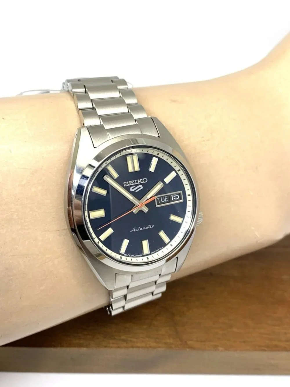 Seiko 5 Sports Men's Watch SRPK87 Automatic Blue Dial Day Date Silver Steel 37mm